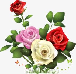 手绘卡通玫瑰花朵植物素材