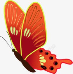 红色卡通彩绘蝴蝶素材