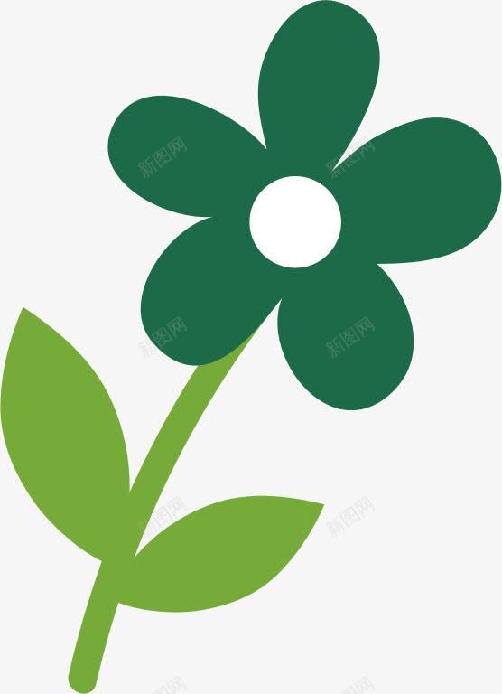 手绘绿色卡通花朵植物png免抠素材_新图网 https://ixintu.com 卡通 植物 绿色 花朵