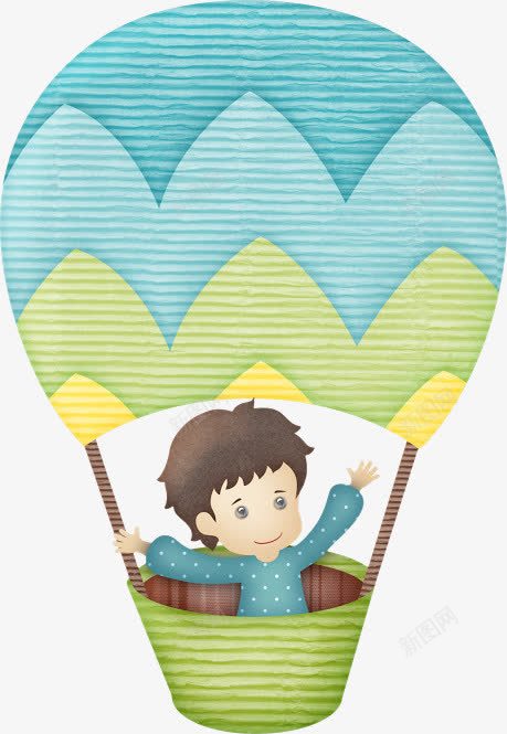 卡通小男孩在热气球里png免抠素材_新图网 https://ixintu.com 卡通PNG 小男孩 热气球 蓝色
