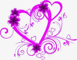 紫色梦幻花朵爱心素材