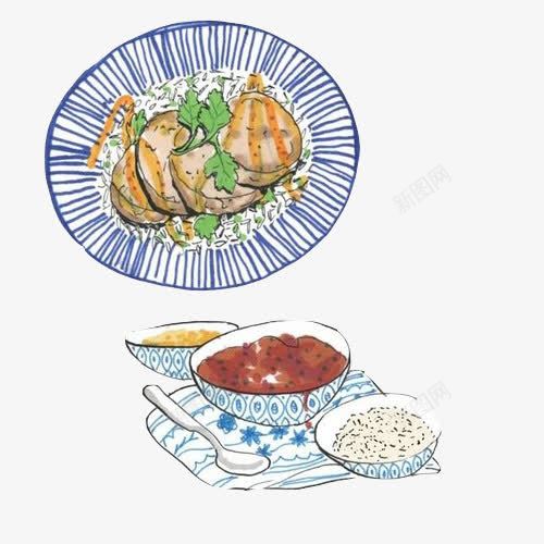 羊肉套餐手绘画片psd免抠素材_新图网 https://ixintu.com 手绘美食 米饭 羊排 羊肉 羊肉切片