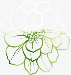 绿色手绘线条花朵素材