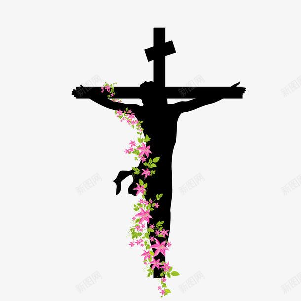 耶稣复活png免抠素材_新图网 https://ixintu.com 十字架 耶稣 花瓣