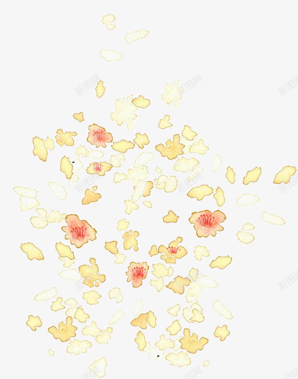 手绘粉黄色花朵漂浮插图装饰png免抠素材_新图网 https://ixintu.com 插图 漂浮 粉黄 花朵 装饰