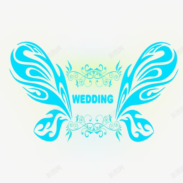 婚礼logopsd免抠素材_新图网 https://ixintu.com 婚礼logo 蓝色 蝴蝶