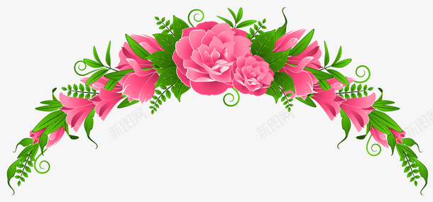 粉色绿叶花朵头箍png免抠素材_新图网 https://ixintu.com 粉色 粉色绿叶 粉色花朵 绿叶