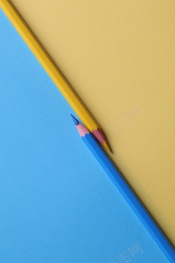 蓝色黄色铅笔背景背景