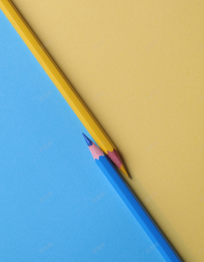 蓝色黄色铅笔背景jpg设计背景_新图网 https://ixintu.com 时尚 清新 简约 铅笔