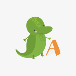 鳄鱼字母A矢量图素材