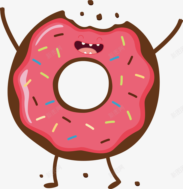粉色甜甜圈矢量图ai免抠素材_新图网 https://ixintu.com 手绘 甜甜圈 粉色 食物 矢量图