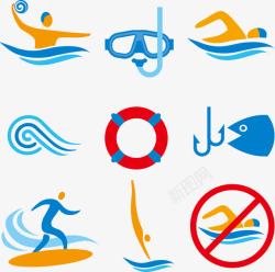 警示贴游泳潜水标志高清图片