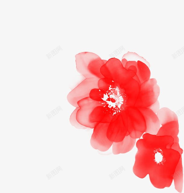 红色水墨手绘花朵png免抠素材_新图网 https://ixintu.com 水墨 红色 花朵