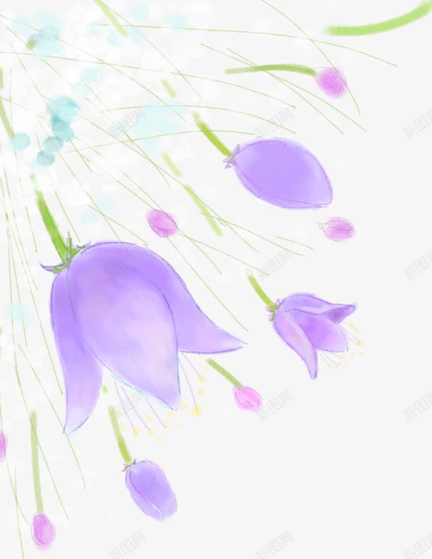 手绘紫色花卉梦幻背景png免抠素材_新图网 https://ixintu.com 梦幻 紫色 背景 花卉