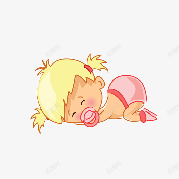 卡通趴躺着睡觉的小女婴png免抠素材_新图网 https://ixintu.com 卡通女婴 趴躺着睡觉 躺着的小孩 金色头发