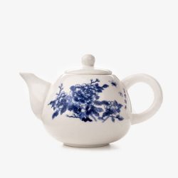 青花白瓷茶壶素材