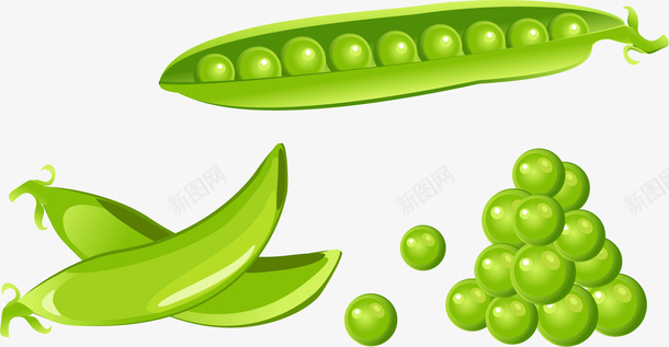 绿色豌豆png免抠素材_新图网 https://ixintu.com 卡通 手绘 绿色 豌豆 食物
