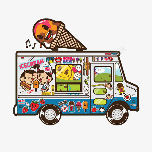 冰淇淋车png免抠素材_新图网 https://ixintu.com 儿童 卡通 美食