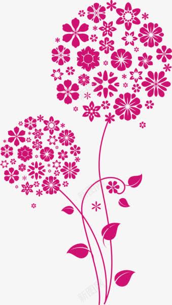粉色蒲公英png免抠素材_新图网 https://ixintu.com 墙贴 植物花卉 粉色 花朵 蒲公英