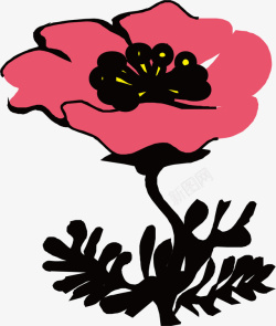 手绘花朵卡通红色花素材