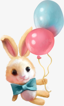 手绘兔子气球素材