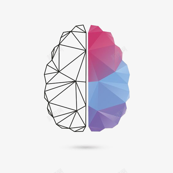 创意大脑png免抠素材_新图网 https://ixintu.com 几何图形切面 几何图形装饰 彩色大脑 渐变色 电脑免扣PNG 设计感