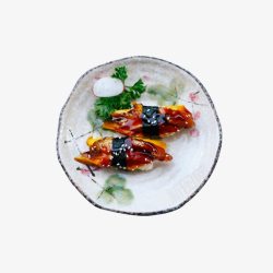 玫瑰花鳗鱼寿司圆花盘鳗鱼寿司食品餐饮高清图片