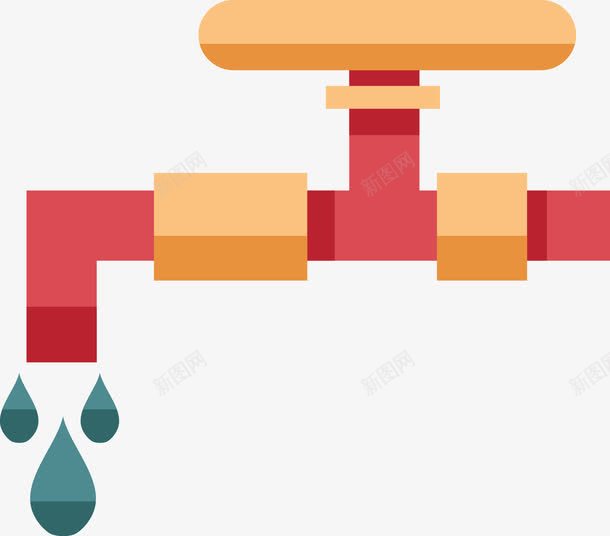 水龙头矢量图ai免抠素材_新图网 https://ixintu.com 水 水龙头 环保 省水 矢量图 红色 节约用水