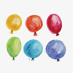 彩色气球水彩矢量图素材