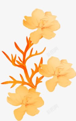 黄色可爱手绘花朵植物素材