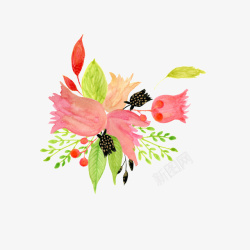 手绘水彩粉嫩花卉装饰图案素材