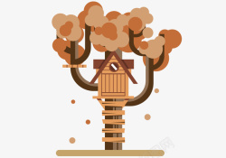 树上的房子秋天树上房子矢量图高清图片