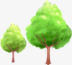 夏日插画绿色树木素材