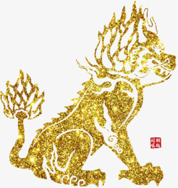 獬豸古兽国潮古风金色獬豸图标高清图片