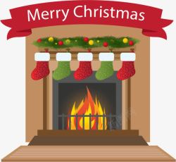 红色壁炉褐色圣诞节火炉矢量图高清图片