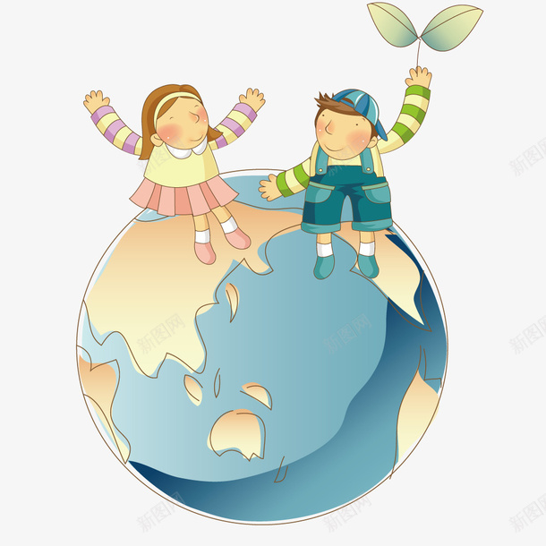 地球上的小孩矢量图ai免抠素材_新图网 https://ixintu.com 创意 地球 孩子 插画 矢量元素 矢量图