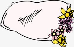 卡通粉色花朵枕头素材