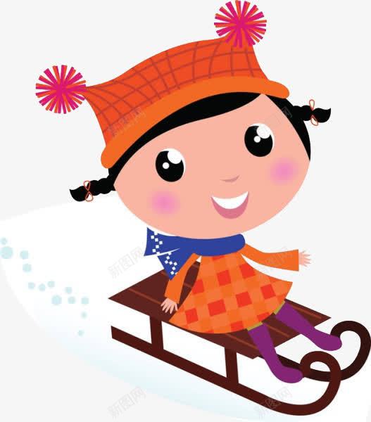 滑雪的小女孩png免抠素材_新图网 https://ixintu.com 卡通 女孩 小人 滑雪 高兴