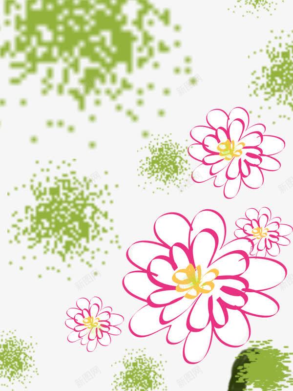 手绘粉色花朵线条png免抠素材_新图网 https://ixintu.com 中国风 小清新 手绘 粉色 线条 花朵