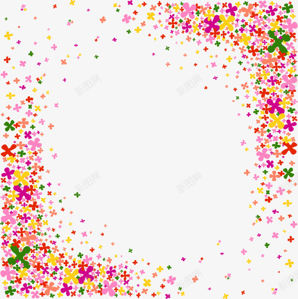 漂浮花朵边框png免抠素材_新图网 https://ixintu.com 彩色花朵 漂浮花朵 边框