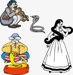印度阿三印度阿三玩蛇卡通高清图片