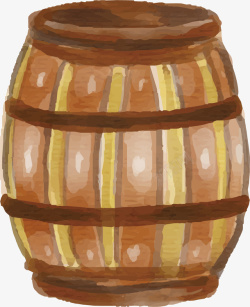 水彩酒桶手绘水彩木桶矢量图高清图片