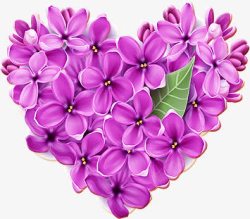 紫色花朵心形素材