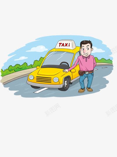 卡通出租车png免抠素材_新图网 https://ixintu.com 出租车 出租车司机 卡通元素 可爱出租车 汽车
