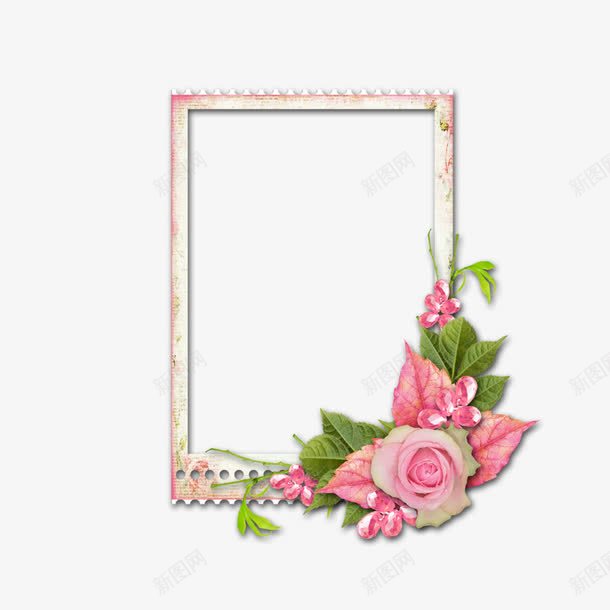 粉色花边相框png免抠素材_新图网 https://ixintu.com 相框 粉色 粉色花朵 花边 边框