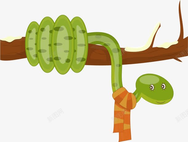 手绘树枝上的蛇png免抠素材_新图网 https://ixintu.com 动物 手绘 树枝上的蛇