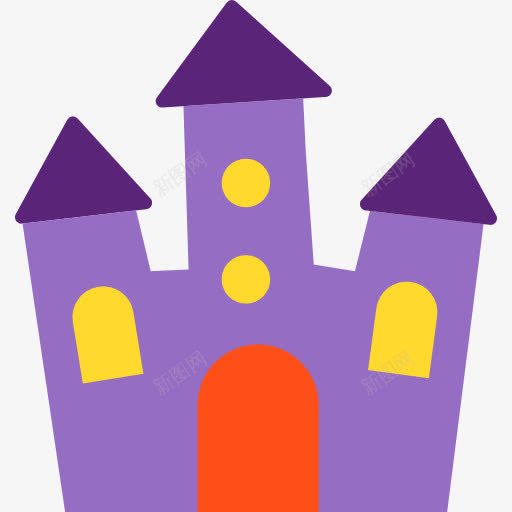 魔幻城堡png免抠素材_新图网 https://ixintu.com 卡通 城堡 建筑 紫色