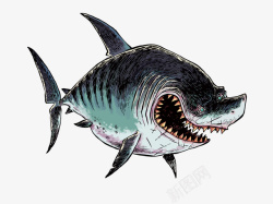 水彩鲨鱼鲨鱼矢量图高清图片