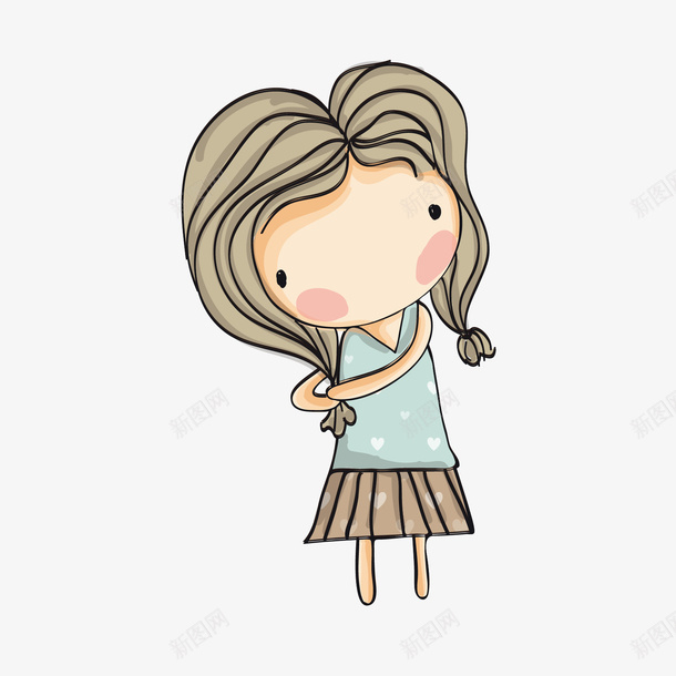 卡通女孩矢量图ai免抠素材_新图网 https://ixintu.com 卡通女孩 可爱 女孩 彩绘 手绘 矢量图