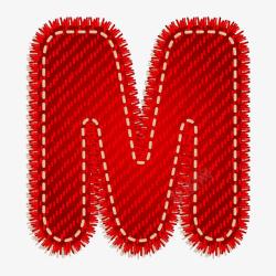 大写字母M红色织布英文字母高清图片